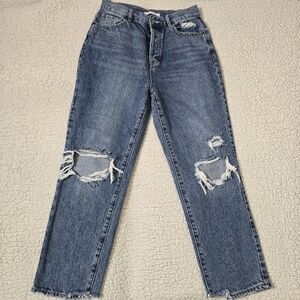 PacSun Distressed High Rise Straight Leg Cotton Jeans Size 28